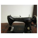 VINTAGE SEWING MACHINE AND FOLDING CHAIRS VINTAGE SEWING MACHINE AND FOLDING CHAIRS