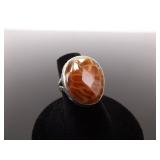 .925 Sterling Silver Agate Ring Size 6