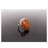 .925 Sterling Silver Agate Ring Size 6