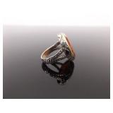 .925 Sterling Silver Agate Ring Size 6