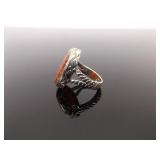 .925 Sterling Silver Agate Ring Size 6