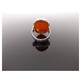 .925 Sterling Silver Agate Ring Size 6