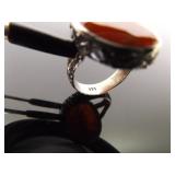 .925 Sterling Silver Agate Ring Size 6