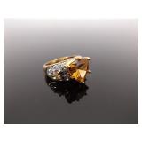 .925 Sterling Silver Citrine Crystal Vermeil Ring Size 7