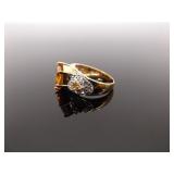 .925 Sterling Silver Citrine Crystal Vermeil Ring Size 7