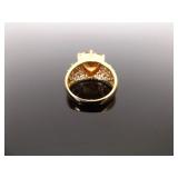 .925 Sterling Silver Citrine Crystal Vermeil Ring Size 7