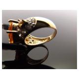 .925 Sterling Silver Citrine Crystal Vermeil Ring Size 7