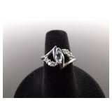 .925 Sterling Silver Faceted Topaz Ring Size 6
