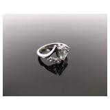 .925 Sterling Silver Faceted Topaz Ring Size 6