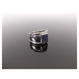 .925 Sterling Silver Inlayed Lapis Ring Size 6