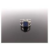 .925 Sterling Silver Inlayed Lapis Ring Size 6