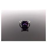 .925 Sterling Silver Amethyst Crystal Ring Size 8