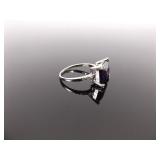 .925 Sterling Silver Amethyst Crystal Ring Size 8