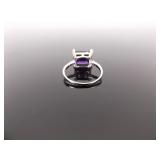 .925 Sterling Silver Amethyst Crystal Ring Size 8