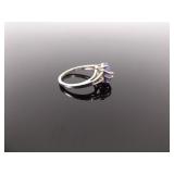 .925 Sterling Silver Amethyst Cabochon Ring Size 5.75