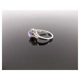 .925 Sterling Silver Amethyst Cabochon Ring Size 5.75