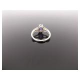 .925 Sterling Silver Amethyst Cabochon Ring Size 5.75