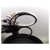 .925 Sterling Silver Amethyst Cabochon Ring Size 5.75