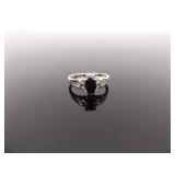 .925 Sterling Silver Faceted Sapphire Ring Size 8