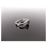 .925 Sterling Silver Faceted Sapphire Ring Size 8
