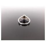 .925 Sterling Silver Faceted Sapphire Ring Size 8