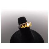 .925 Sterling Silver Ring Citrine Crystal Size 5.75