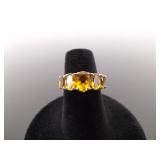 .925 Sterling Silver Ring Citrine Crystal Size 5.75