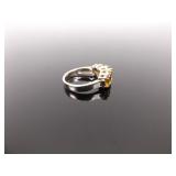 .925 Sterling Silver Ring Citrine Crystal Size 5.75