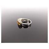.925 Sterling Silver Ring Citrine Crystal Size 5.75