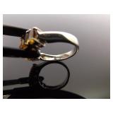 .925 Sterling Silver Ring Citrine Crystal Size 5.75