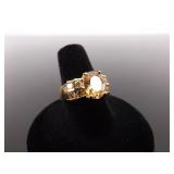 .925 Sterling Silver Citrine Crystal Ring Size 8.5