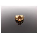 .925 Sterling Silver Citrine Crystal Ring Size 8.5