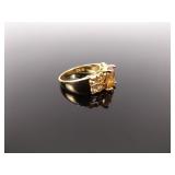 .925 Sterling Silver Citrine Crystal Ring Size 8.5
