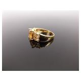 .925 Sterling Silver Citrine Crystal Ring Size 8.5