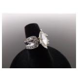 .925 Sterling Silver Crystal Marquis Ring Size 6
