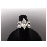.925 Sterling Silver Crystal Marquis Ring Size 6