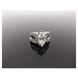 .925 Sterling Silver Crystal Marquis Ring Size 6