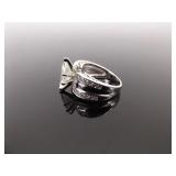 .925 Sterling Silver Crystal Marquis Ring Size 6