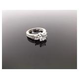 .925 Sterling Silver 3 Crystal Ring Size 5.5
