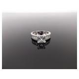 .925 Sterling Silver Crystal Solitaire Ring Size 8.5