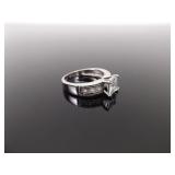.925 Sterling Silver Crystal Solitaire Ring Size 8.5