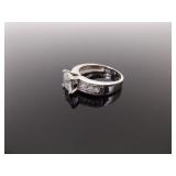 .925 Sterling Silver Crystal Solitaire Ring Size 8.5