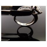 .925 Sterling Silver Crystal Solitaire Ring Size 8.5