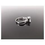 .925 Sterling Silver Crystal Solitaire Ring Size 7