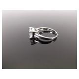 .925 Sterling Silver Crystal Solitaire Ring Size 7