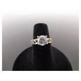.925 Sterling Silver Crystal Solitaire Ring Size 6