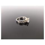 .925 Sterling Silver Crystal Solitaire Ring Size 6