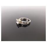 .925 Sterling Silver Crystal Solitaire Ring Size 6