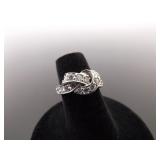 .925 Sterling Silver Infinity Knot Crystal Ring Size 5