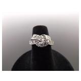 .925 Sterling Silver Infinity Knot Crystal Ring Size 5